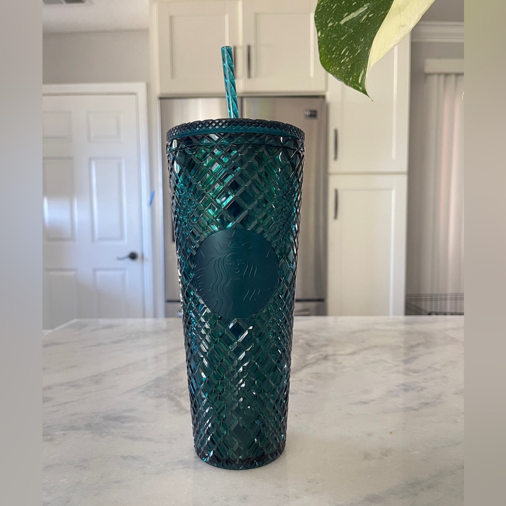 Starbucks Studded Tumbler Green Teal 24oz Cold Cup Diamond Texture Reusable Cup